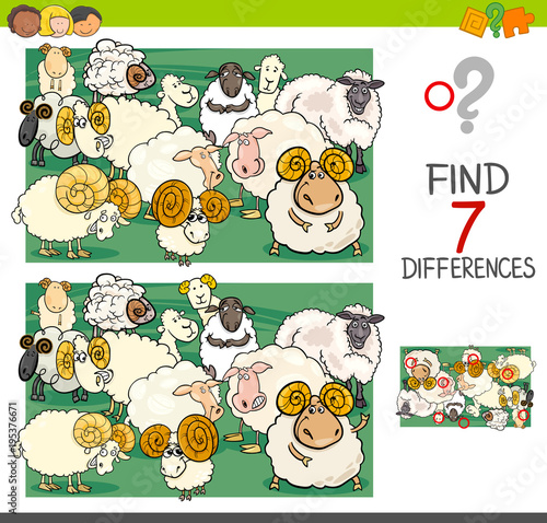 find differences with sheep farm animal characters