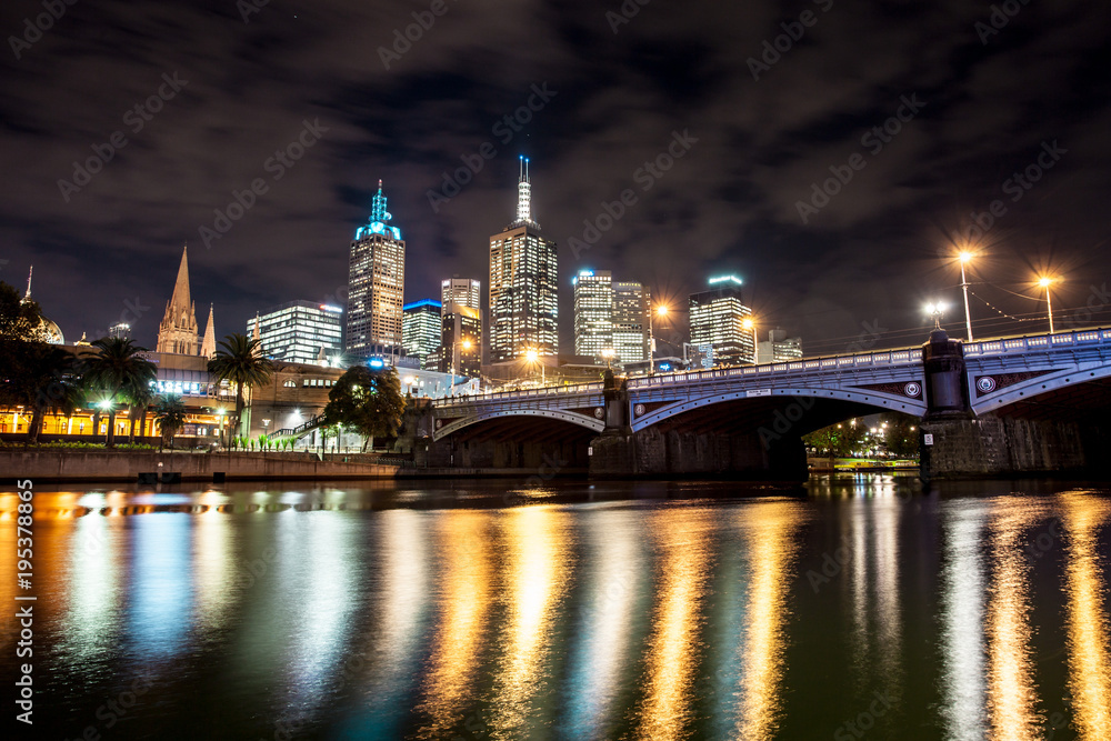 Melbourne Australia city by night