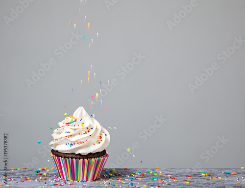 Decorating Cupcake with Sprinkles photo