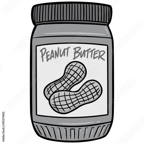 Peanut Butter Illustration - A vector cartoon illustration of a jar of Peanut Butter.