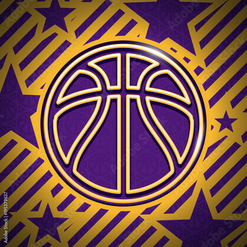 Modern gold and purple basketball background ball pattern vector sport illustration