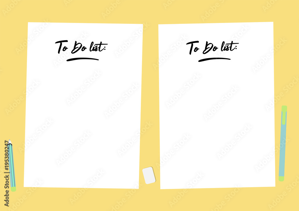 Flat template sheets of paper on the desktop. Blank sheets of paper, pen, pencil and coffee cup. Workspace vector illustration, preparation for work, sketches, notes. Flat template sheets of paper on the desktop. Blank sheets of paper, pen, pencil and coffee cup. Workspace vector illustration, preparation for work, sketches, notes.