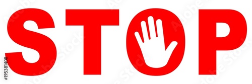 Bild auf Leinwand gz58 GrafikZeichnung - german: Verbot / Roter Stop Banner - english: prohibition