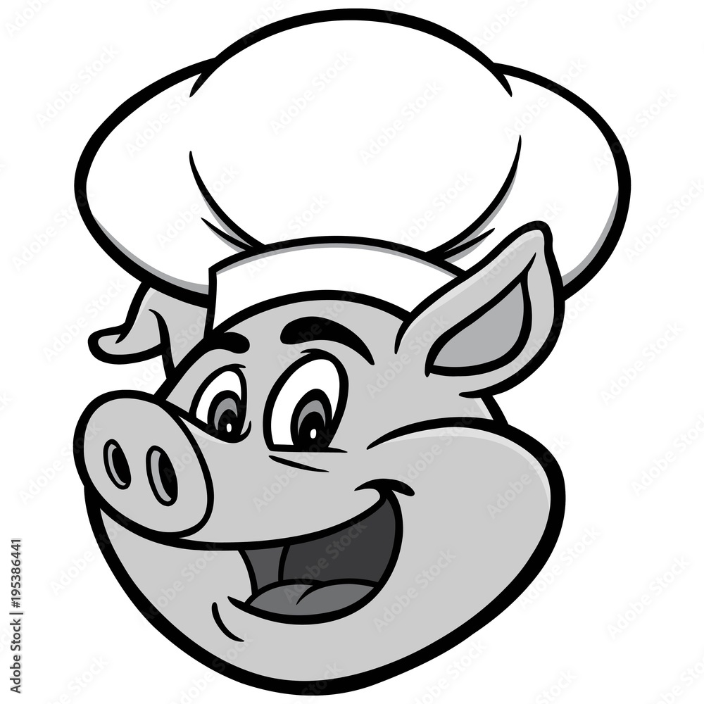 Pig with Chef Hat Illustration - A vector cartoon illustration of a Pig with a Chef Hat. Pig with Chef Hat Illustration - A vector cartoon illustration of a Pig with a Chef Hat.