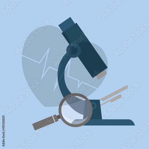 Microscope and magnifying glass over blue background, colorful design vector illustration