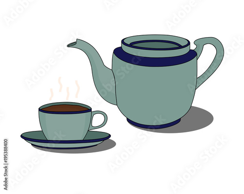 Isolated modern ceramic coffee pot  crockery, illustration icon