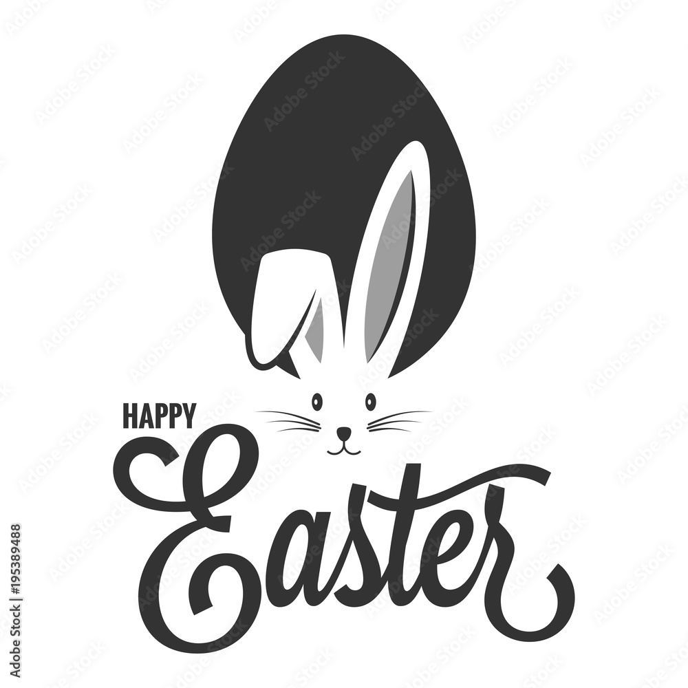 Obraz premium Easter bunny with egg. Easter rabbit ears on white background