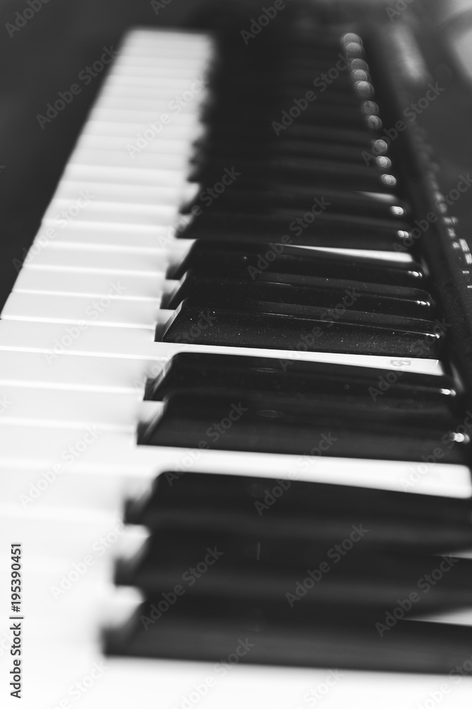 Black and white piano keys, side view. The concept of music. Black and white piano keys, side view. The concept of music.