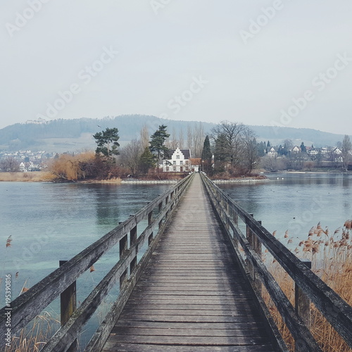 Holzbrücke über den Rhein zur Klosterinsel Werd © Markus Keller