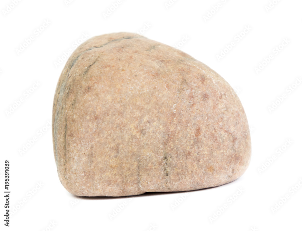 Single natural stone on white background, close-up Single natural stone on white background, close-up