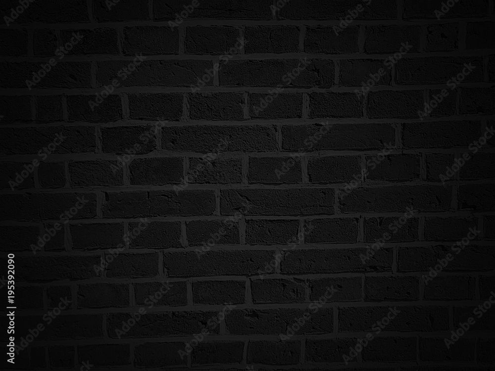 Black wall as background, texture of a black brick wall 

 - obrazy, fototapety, plakaty 