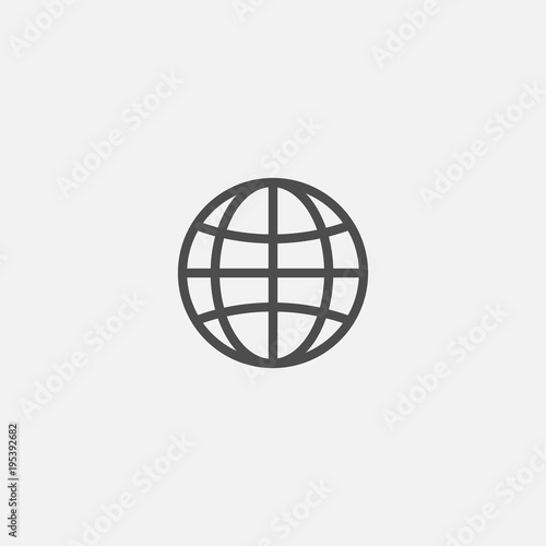 Web earth globe line flat isolated icon