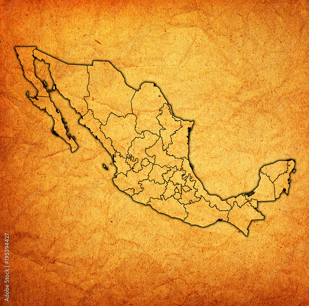 vintage administration map of Mexico