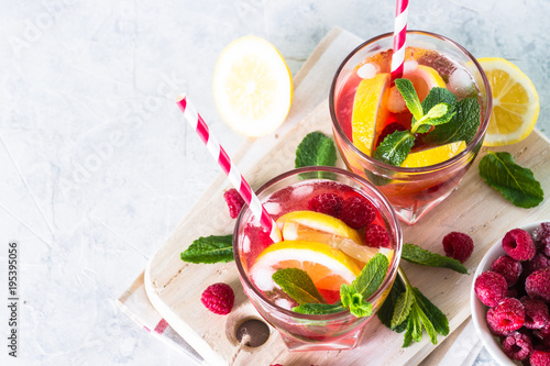 Raspberry lemonade. Iced summer drink.