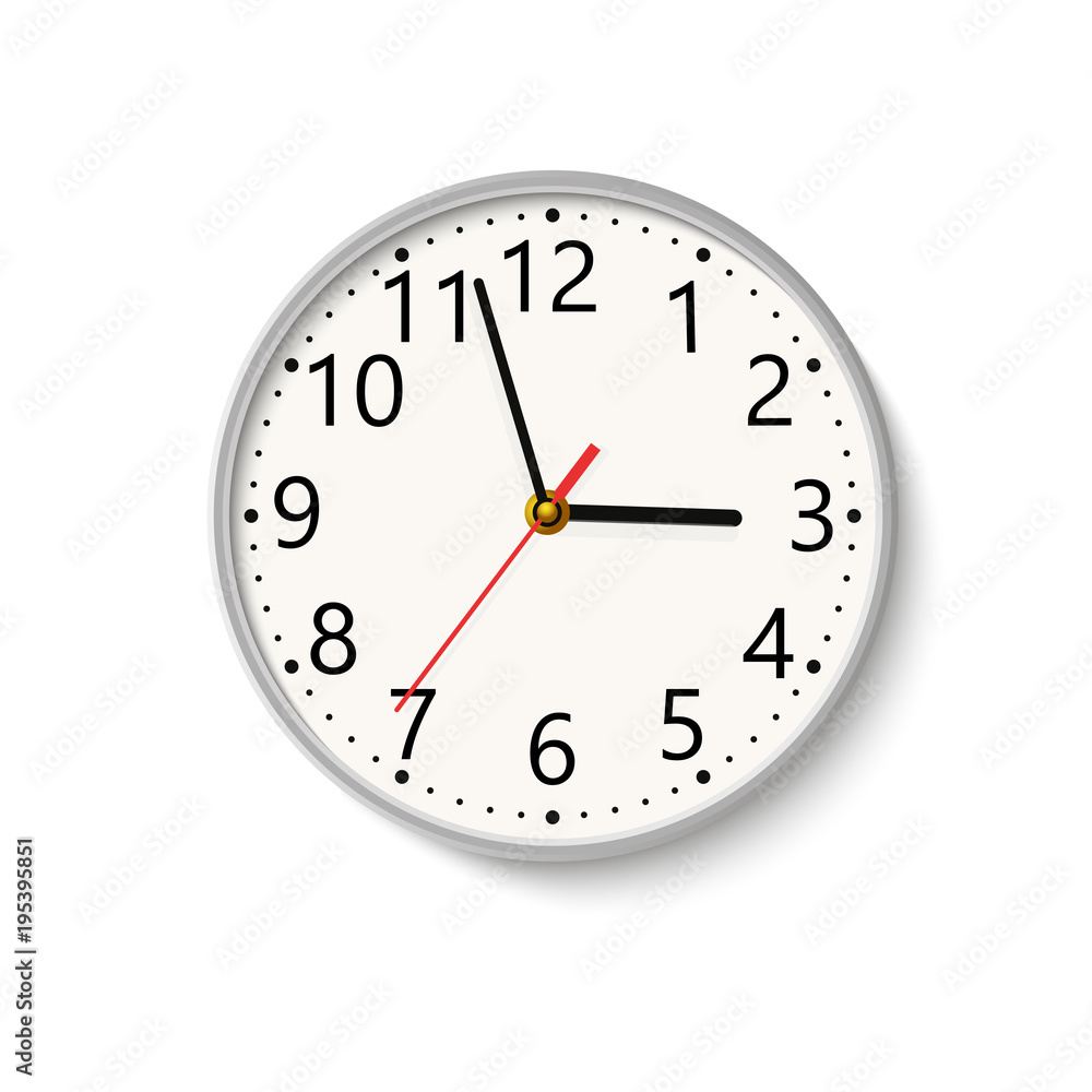 Realistic wall clock on white background. Vector. Realistic wall clock on white background. Vector.