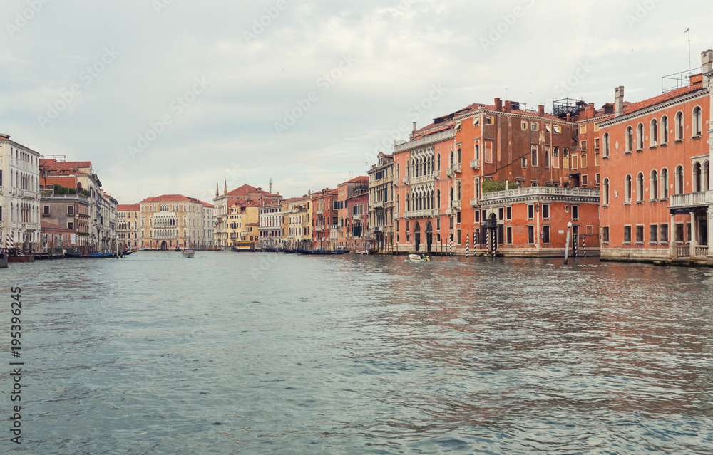 Venice / View of the river and city historical architecture