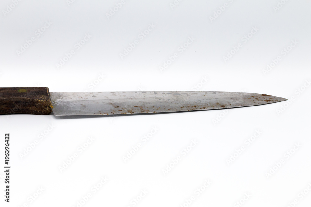 Knife form wood and aluminium isolated on white background. It copy space and selection focus. Knife form wood and aluminium isolated on white background. It copy space and selection focus.