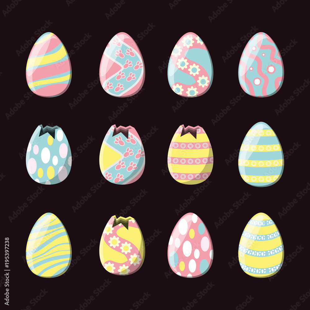 easter eggs icon set over black background, colorful design vector illustration easter eggs icon set over black background, colorful design vector illustration