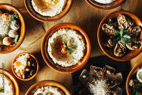Lebanon cuisine. Traditional meze lunch photo