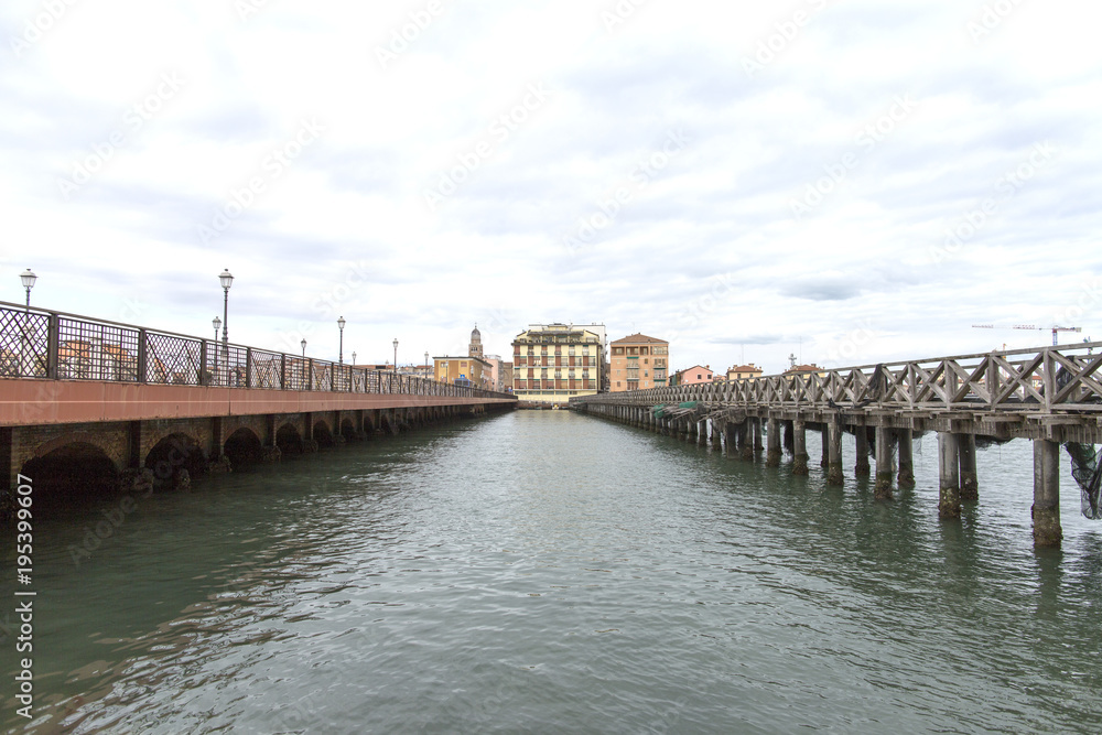 Chioggia, Venice, Italy: landscape of the old town. Bridge of Chioggia