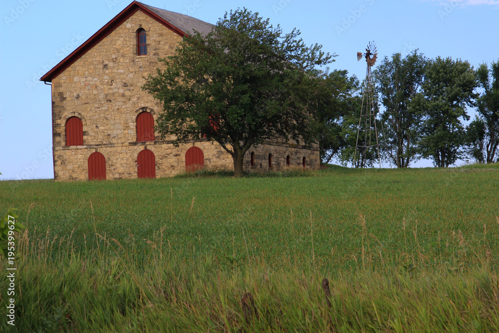 Obraz premium Rural barns made of stone and wood
