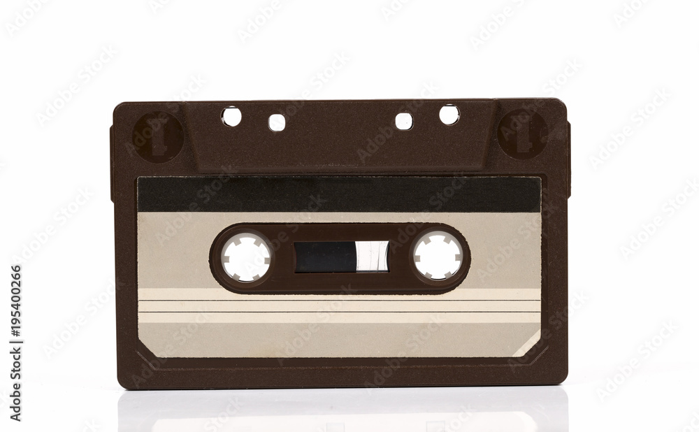 audio cassette on white background