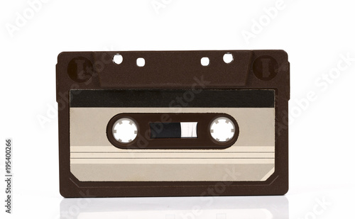 audio cassette on white background