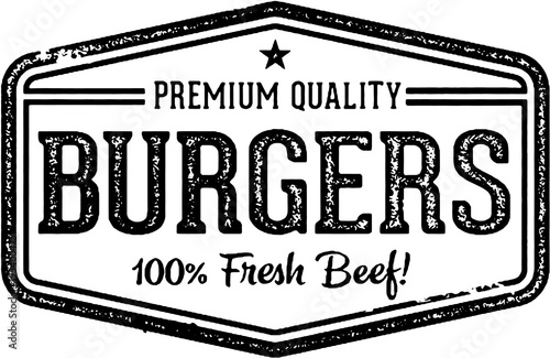 Vintage Burgers Restaurant Menu Stamp