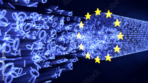 EU GDPR Bits and Bytes in Data Stream photo