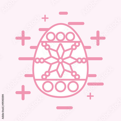 Easter egg icon over pink background, colorful line design. vector illustration