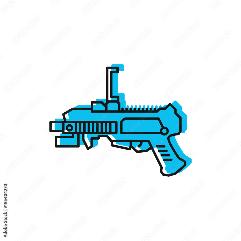 Virtual reality gun icon, doodle style