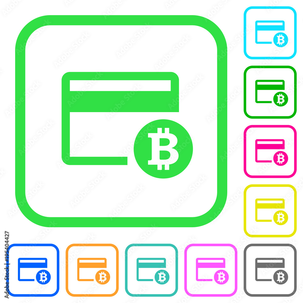 Bitcoin credit card vivid colored flat icons Bitcoin credit card vivid colored flat icons
