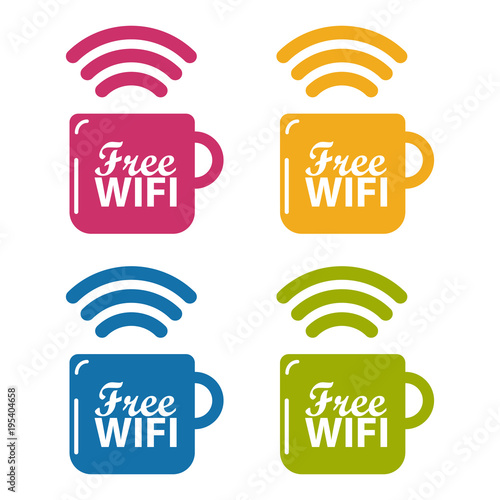 Freies WLAN Konzept - Bunte Vektor Illustrationen - Freigestellt auf weißem Hintergrund