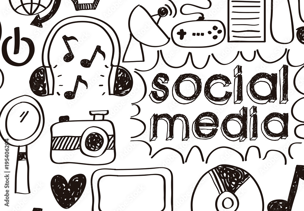 Hand-Drawn Style Social Media Icon Set 1 Stock Template | Adobe Stock