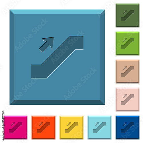 Escalator up sign engraved icons on edged square buttons