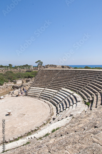 Ancient city of Salamis. Salamis is an ancient Greek city-state on the Northern Cyprus, at the mouth of the river Pedieos, 6 km north of modern Famagusta. photo