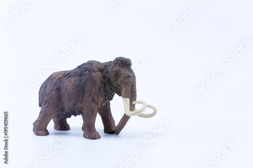 Fotografie Profile of a Mammoth toy on white background