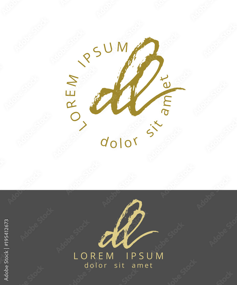 D L. Initials Monogram Logo Design. Dry Brush Calligraphy