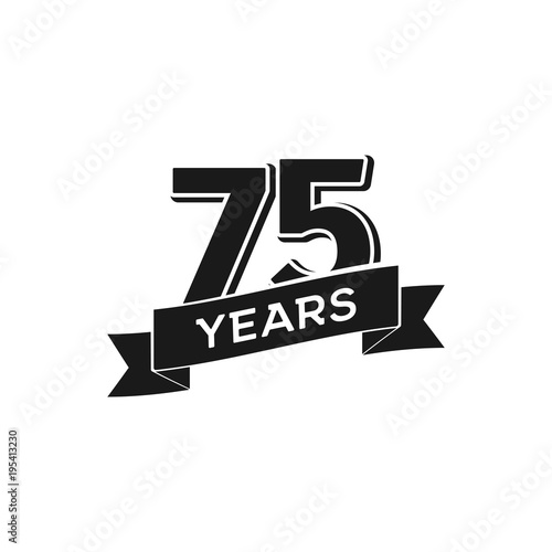 Vector 75 years anniversary logotype. Isolated black logo 75th jubilee on white background