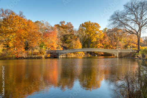 Bow Bridge in Central Park, New York City on a Golden Autumn Day