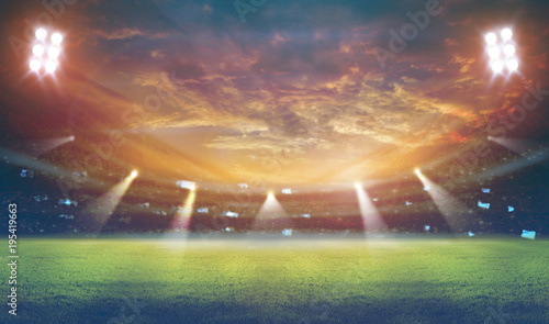 lights at night and stadium 3D rendering.