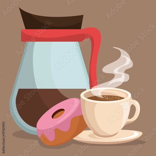 delicious coffee cup and donuts