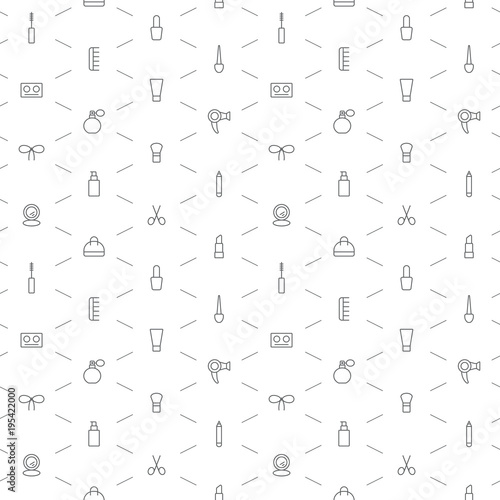 Seamless make up icons pattern on white background
