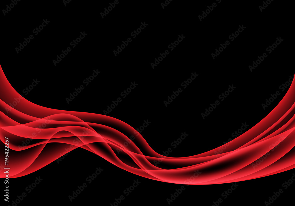 Abstract red wave smooth smoke on black design modern background vector