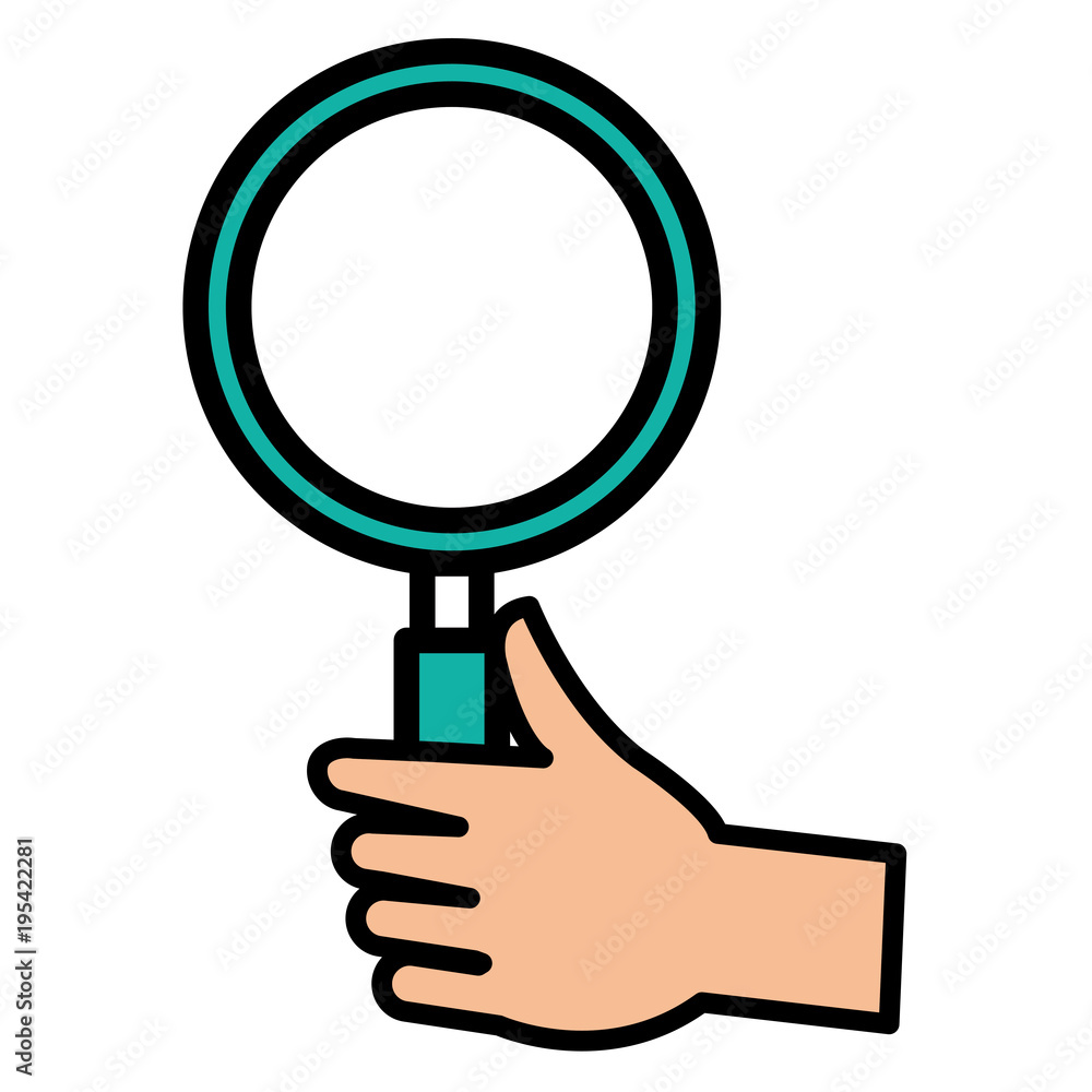 hand human with magnifying glass isolated icon hand human with magnifying glass isolated icon