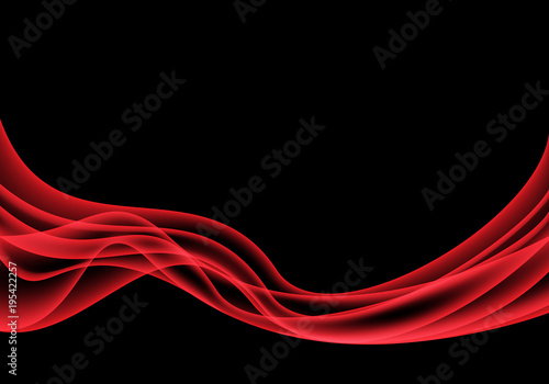 Abstract red wave smooth smoke on black design modern background vector illustration.