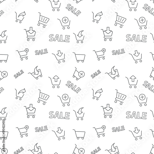 Seamless shopping sale pattern on white background