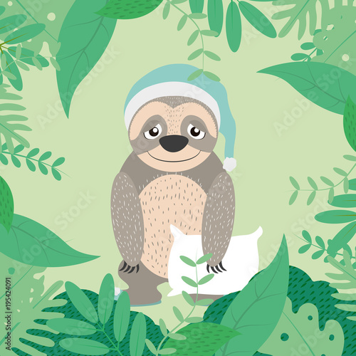 Cute sloth with pijama