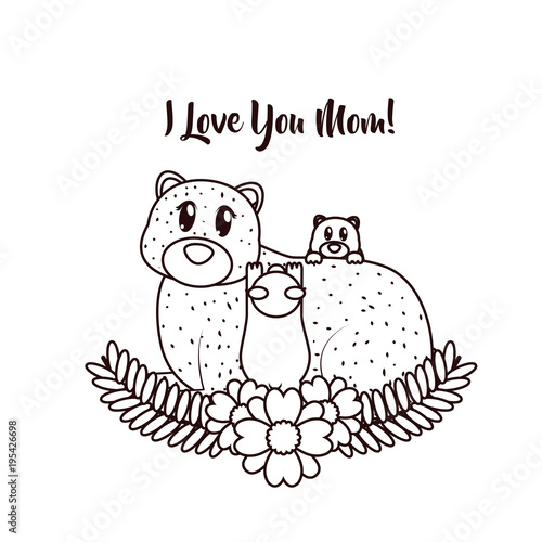Happy mothers day card with cute animals