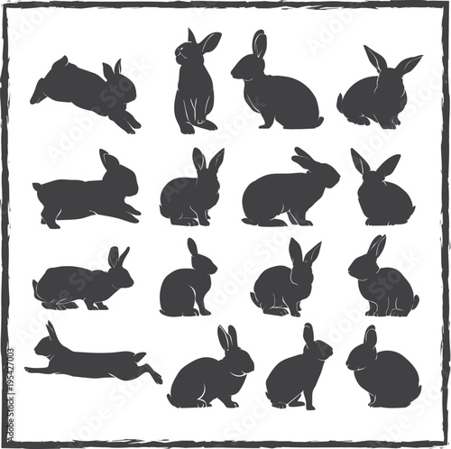 rabbit silhouette vector set